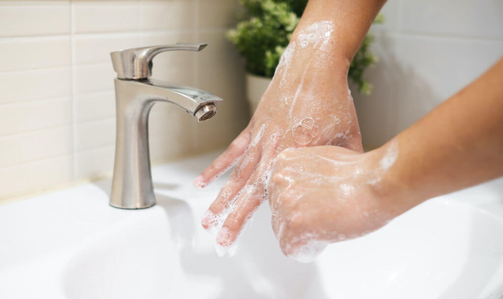Hand washing with water and soap, clean and protection from dirty, virus, bacteria